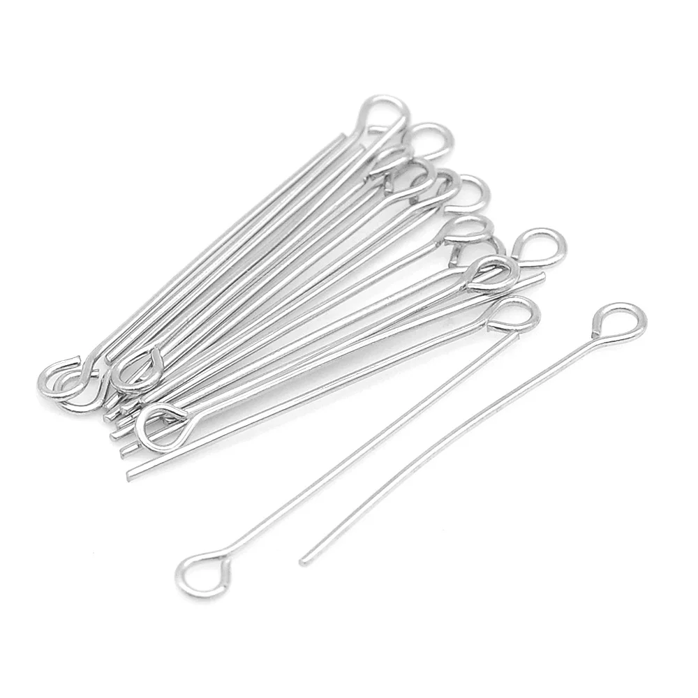 30pcs/Lot Stainless Steel Eye Head Pins for DIY Jewelry Making Headpin Supplies Wholesale Never Fade Custom Rainbow Silver Color