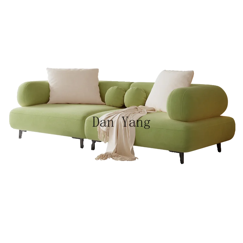 YJ cream wind apartment sofa living room anti-cat fleece modern simple small apartment fabric straight row sofa