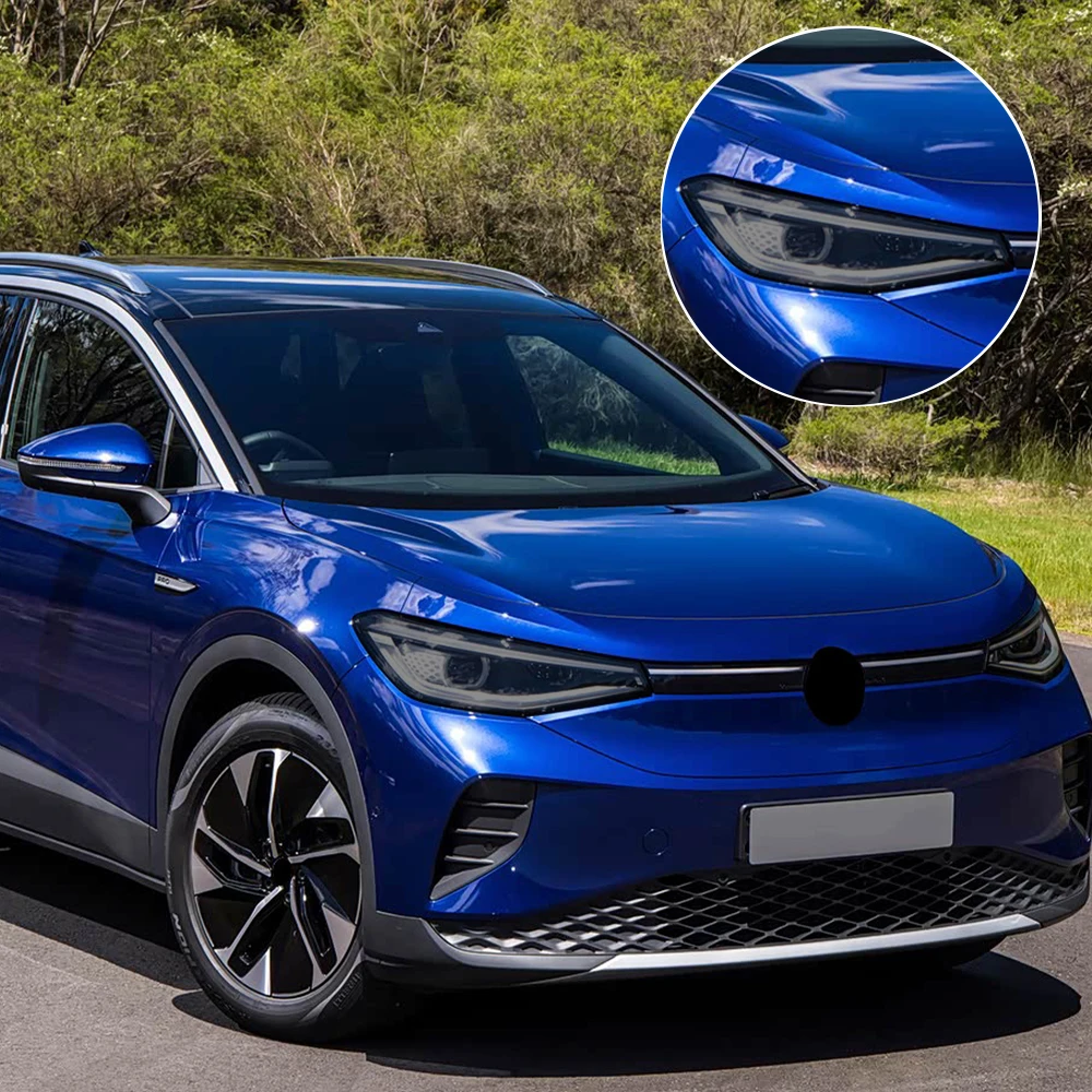 

For Volkswagen ID.4 ID.4X 2021-2026 Smoke Black Car Headlight Protective Film TPU PPF Pre Cut Anti-Scratch Headlight Vinyl Film