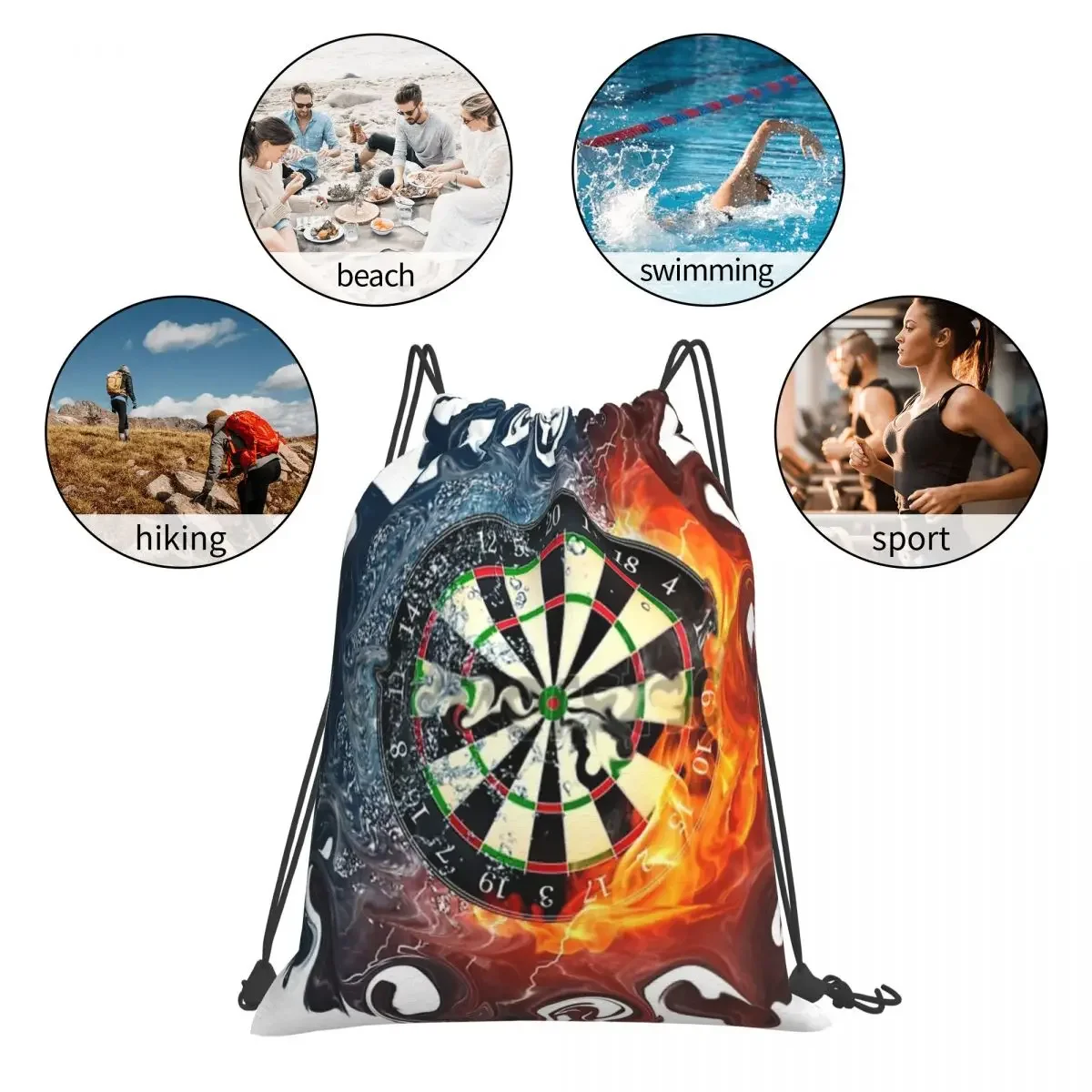 Darts Of Fire Backpacks Casual Portable Drawstring Bags Drawstring Bundle Pocket Sports Bag BookBag For Travel School