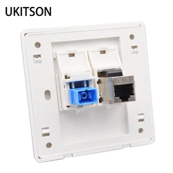 SC UPC APC Optical Fiber Connector Panel Shield CAT6 RJ45 Network Socket Wall Faceplate For Internet SC-SC Optical Extentor Plug