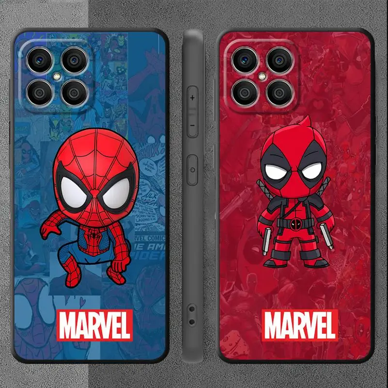 Cartoon Marvel Spiderman Case for Huawei Honor X8 X8a 90 Lite X9a 8a 70 X7 Magic5 Pro X6 X6a P30 P20 P40 Soft Funda Phone Cover