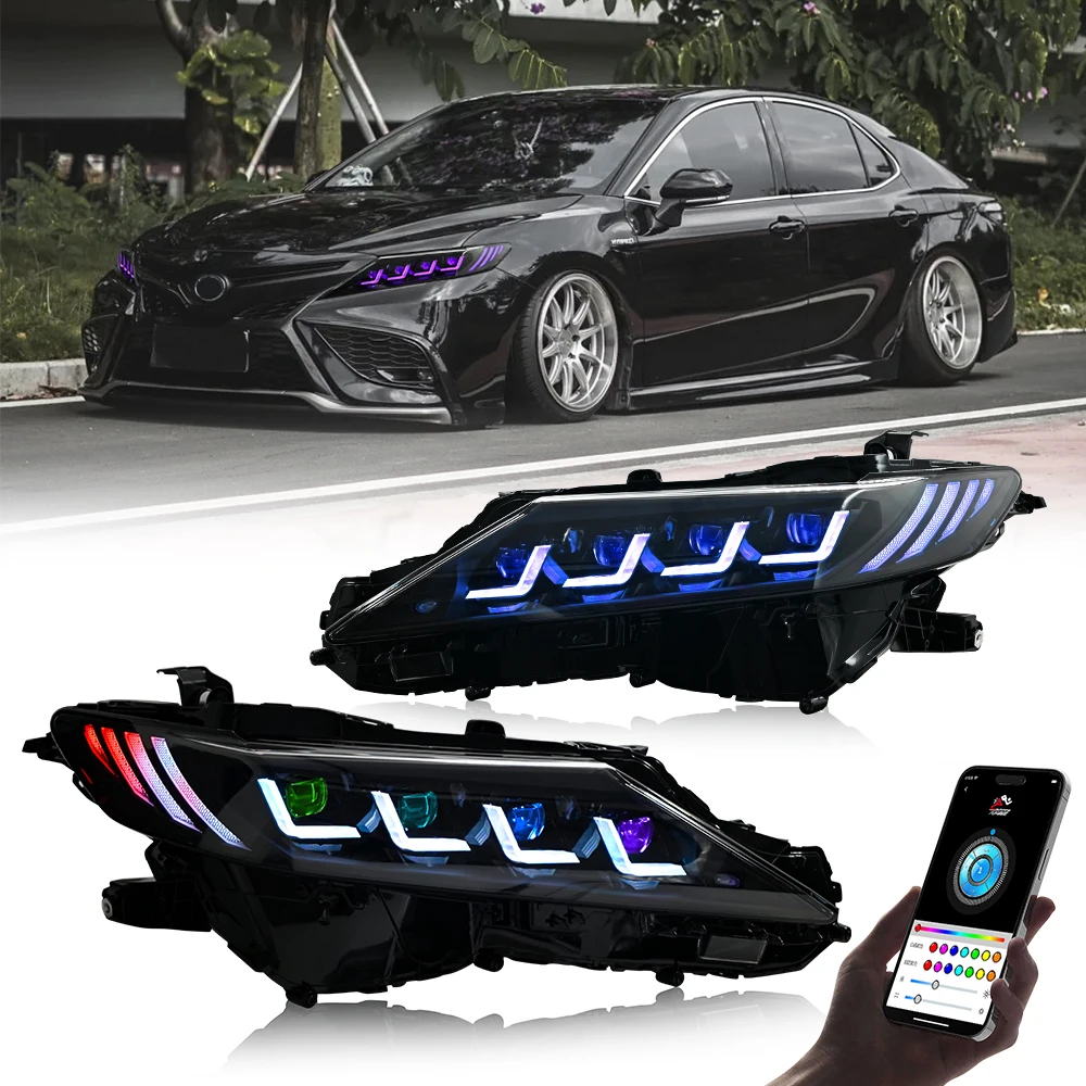 Front Bumper Assembly RGB LED Car Headlight for Toyota Camry 2018- 2023 Auto Lamp Parts Accessories