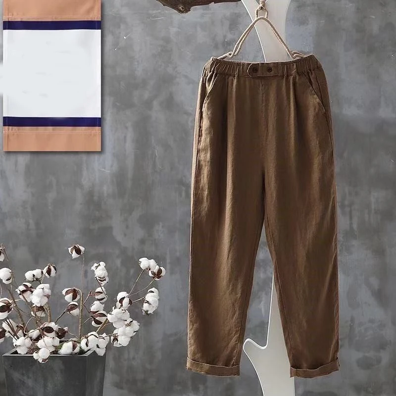 Printemps été lâche Haren pantalon pour femmes décontracté nouveau 2025 mode Simple coton pantalon couleur unie neuf points carotte pantalon