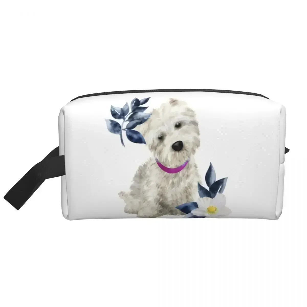 Westie And Flowers Toiletry Bag West Highland White Terrier Dog Cosmetic Makeup Organizer Lady Beauty Storage Dopp Kit Case