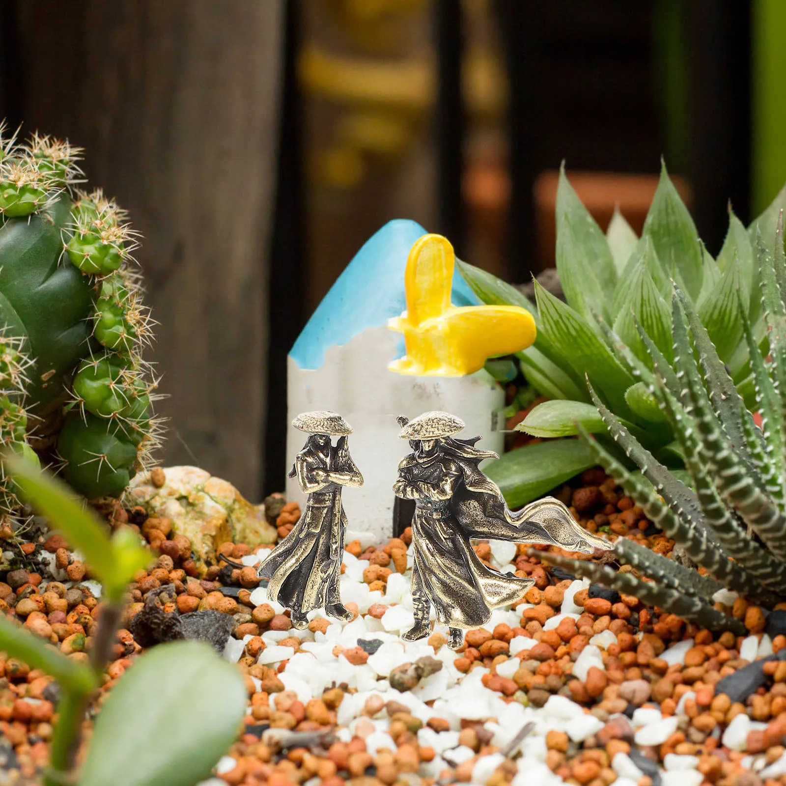 2 قطعة شخصية المحارب الصيني القديم حرفة صغيرة لديكور بونساي منظر طبيعي صغير مكتب مكتب قطعة بيان ثقافي