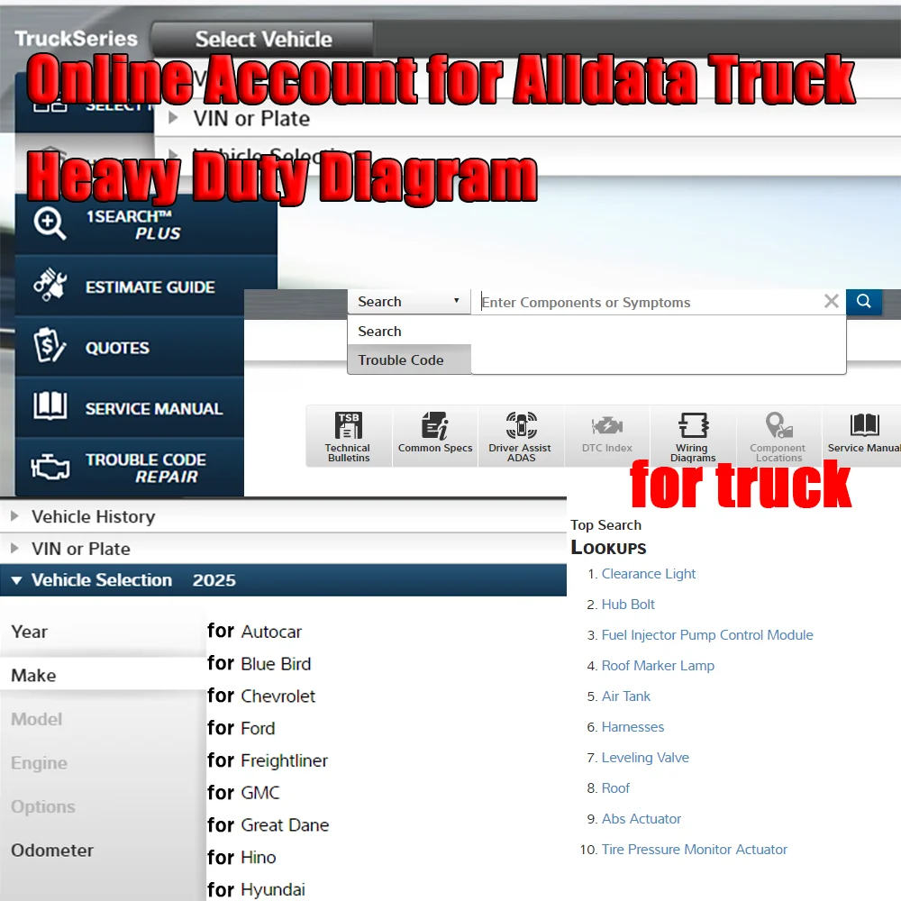 

Online Account for Alldata Truck Heavy Duty Diagram for Mit-chell Truck Repair Software Professional Database Mobile/PC Login