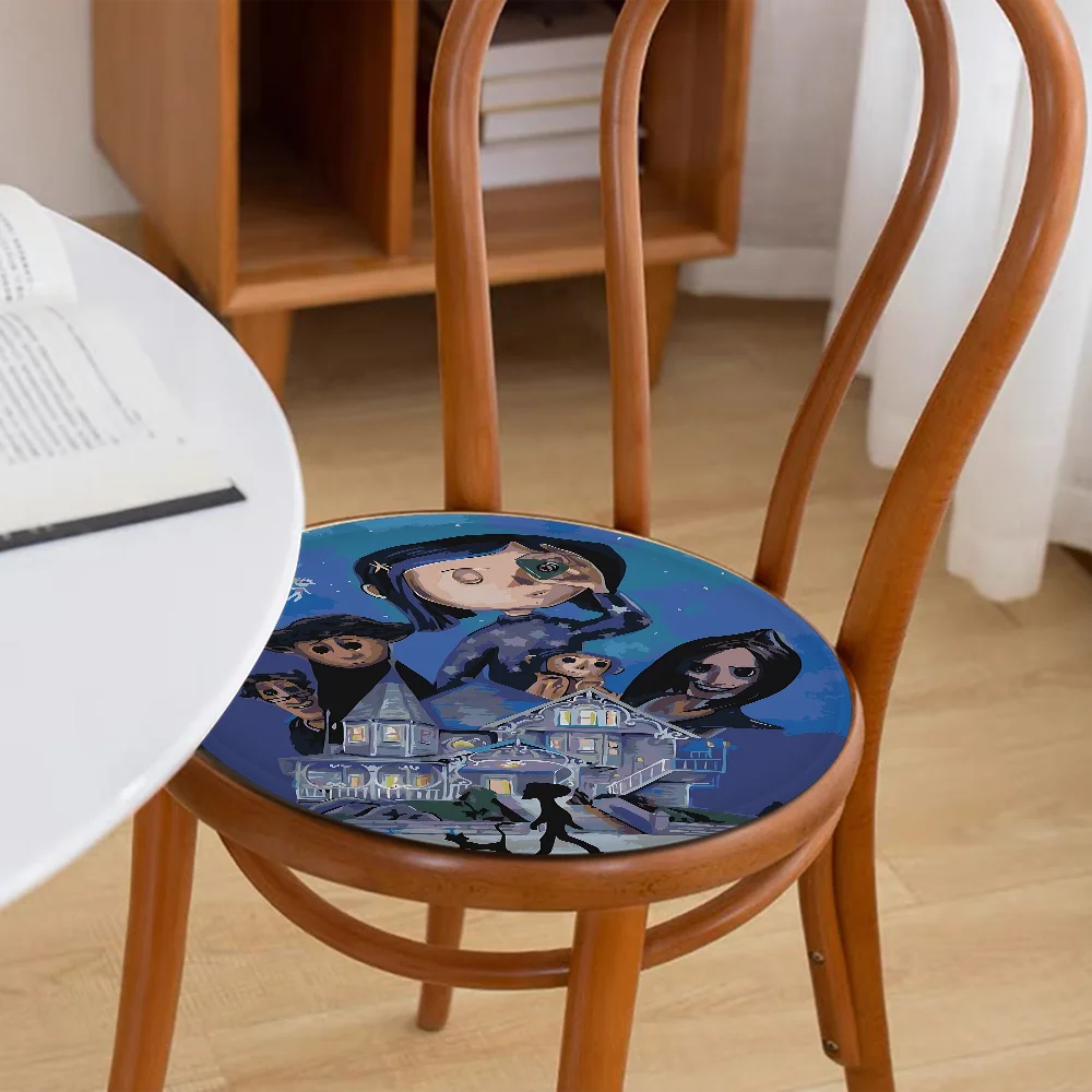 Vintage Anime Movie Coraline Square Dining Chair Cushion Circular Decoration Seat For Office Desk Chair Mat Pad