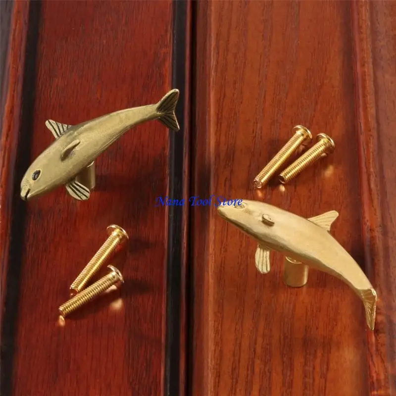 

31GJ Dolphin Decoration Brasses Pull Handle Combines Beauty and Functionality Great for DIY Projects in Various Room
