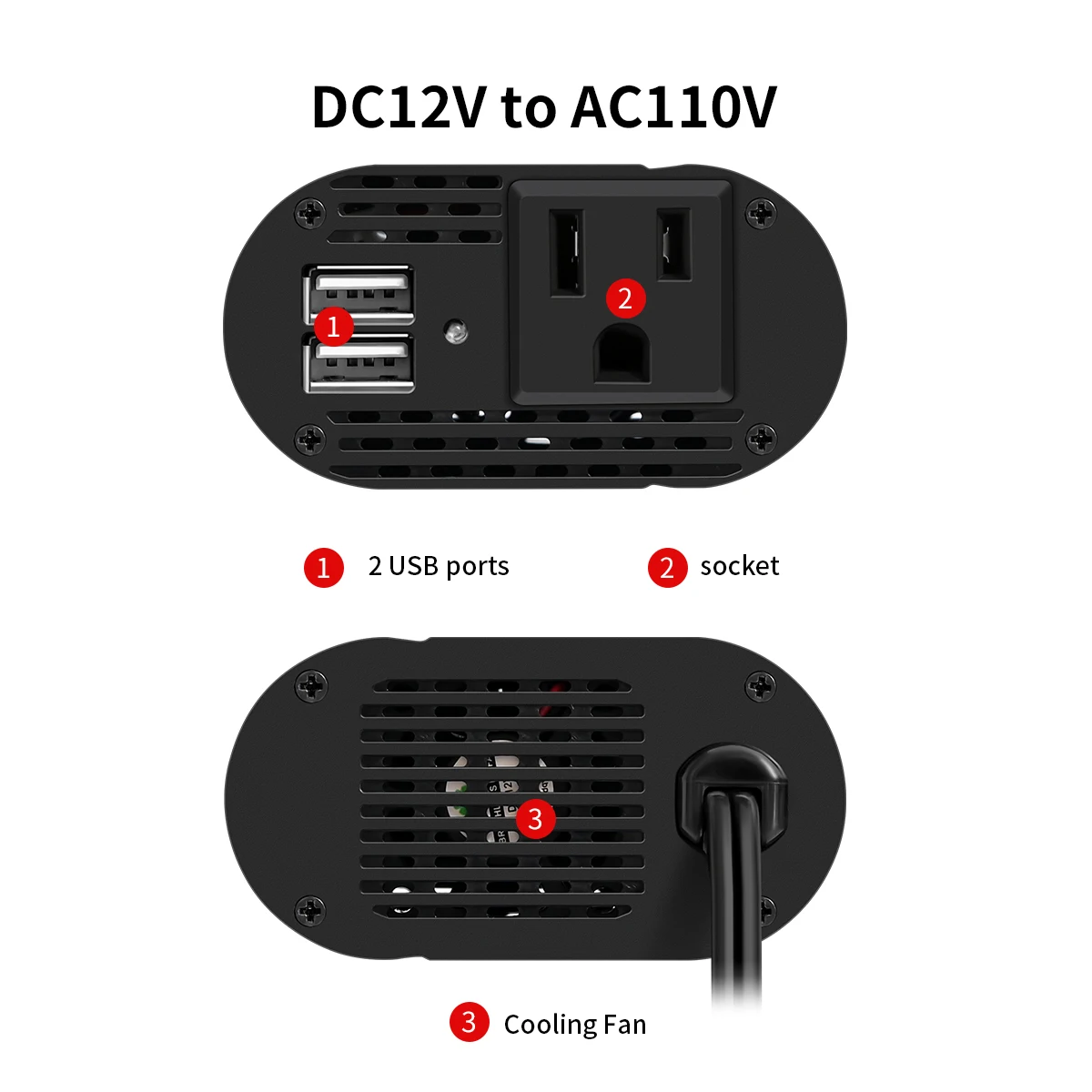 200W  Egyenáram 12V hogy Váltóáram 110V áram inverters  autó Inverter átalakító Viadal USB töltés ports Adapter számára laptopsfor vehicles