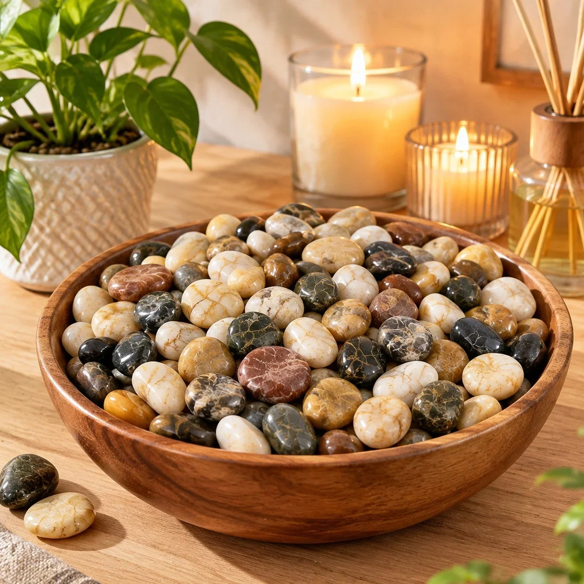 200/350/400/700g Natural Mixed Color Polished Pebbles 2-4cm Smooth River Stones Vase Filler Aquarium Terrarium Garden Home ZSY