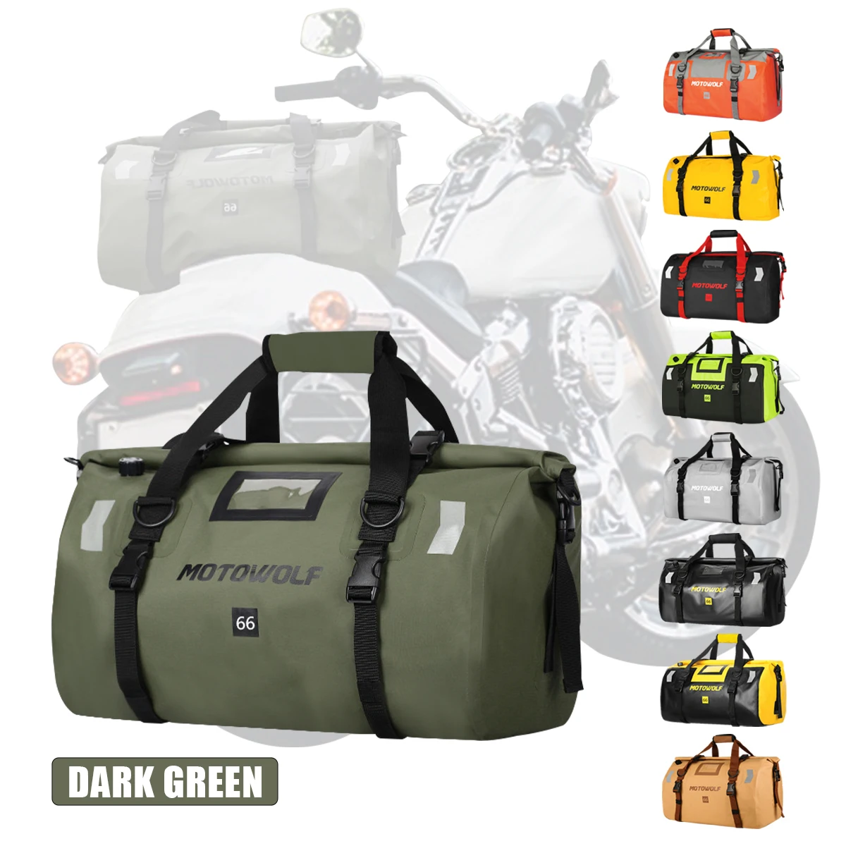 

Мотоциклетные универсальные водонепроницаемые сумки 40 л/66 л, прочная сумка для заднего сиденья, для езды на мотоцикле и велосипеде