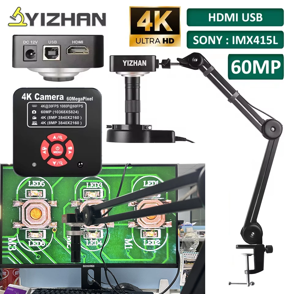 Yizhan Yizhan 4K Electronic Digital Microscope 60MP 48MP 1080P Microscope HDMI USB Video Microscope Software Flexible Articulated Arm - Aliexpress Deal