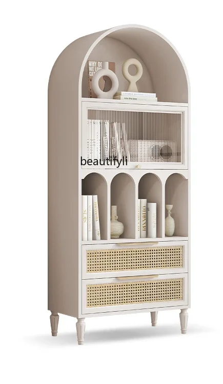 

Nordic Floor Wine Cabinet Storage Cabinet Integrated Hallway Sideboard Cabinet Multi-Functional Shelf Bookcase Rattan Furniture