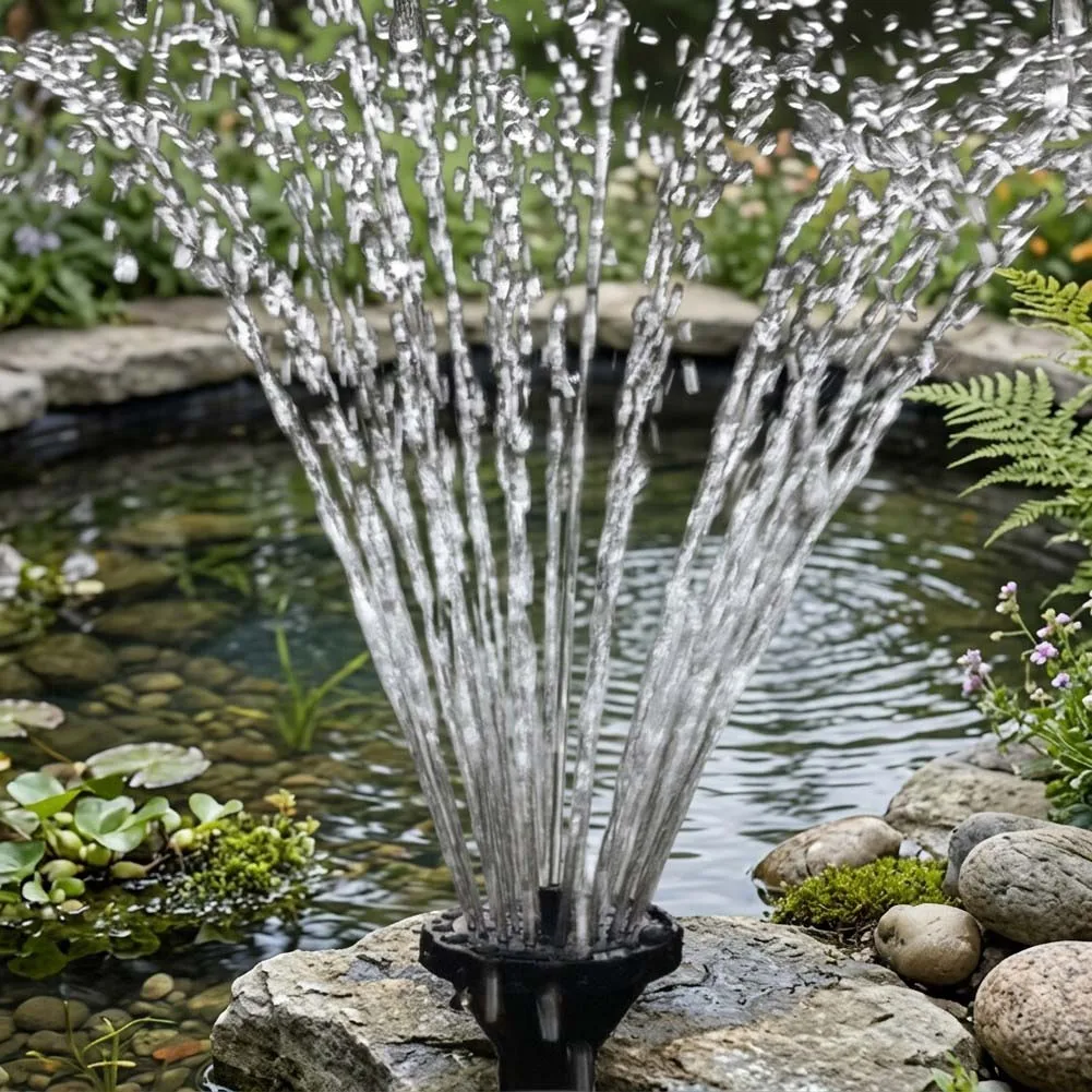 9 Piece Fountain Nozzle Set with 3 Spray Patterns Flower Mushroom Dual Layer for Garden Ponds Aquariums Outdoor Fountains