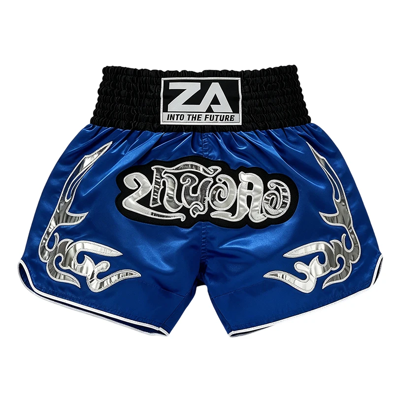 Muay Muay Thai Shorts Silver Embroidery Thai Boxing Shorts Blue Satin Polyester Men Women Kids Martial Arts Kickboxing Training Pants - Aliexpress Deal