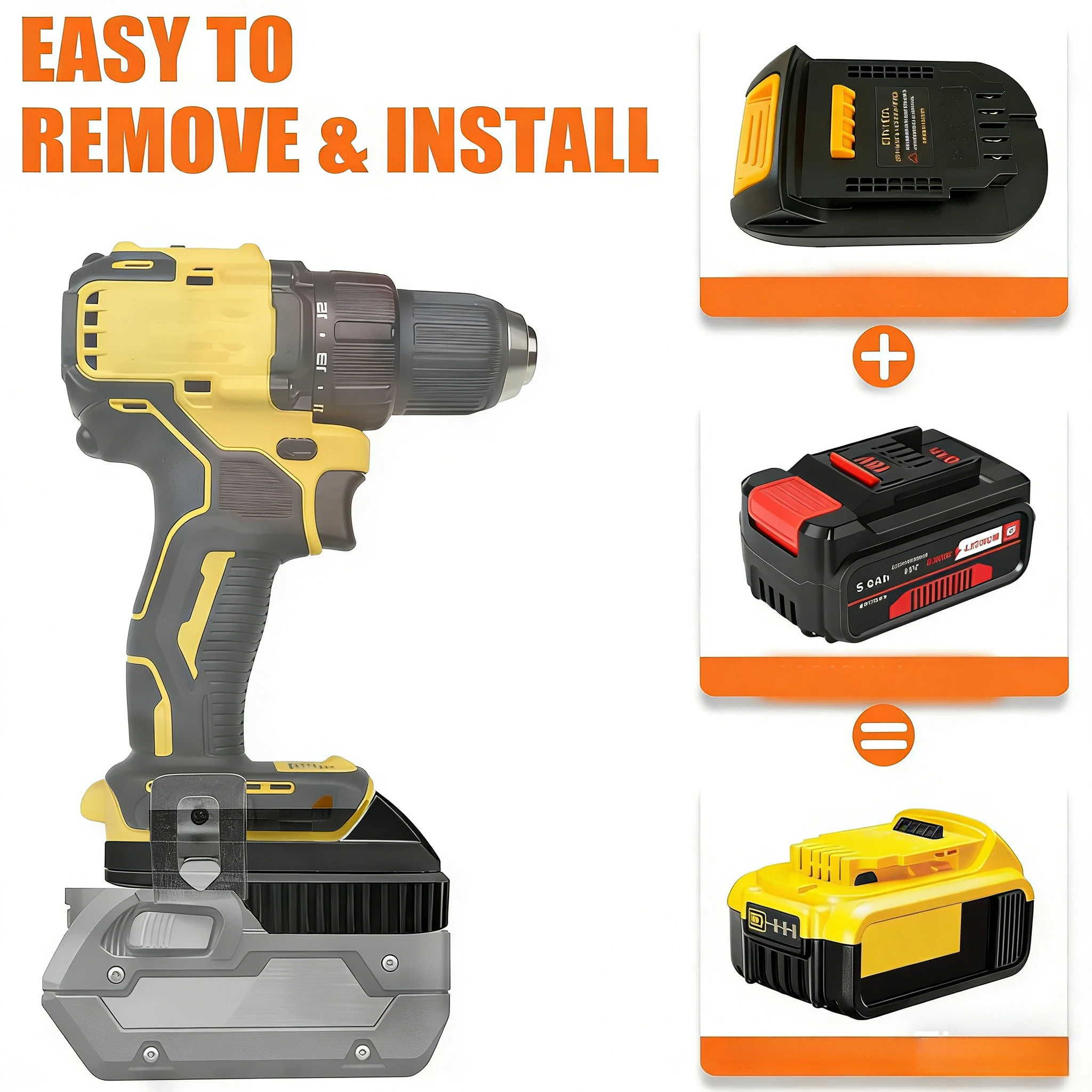 

Конвертер EIN18DL для инструментов Einhell, адаптер для подключения литий-ионного аккумулятора Einhell 18В к электроинструментам Dewalt 20В, дрель.