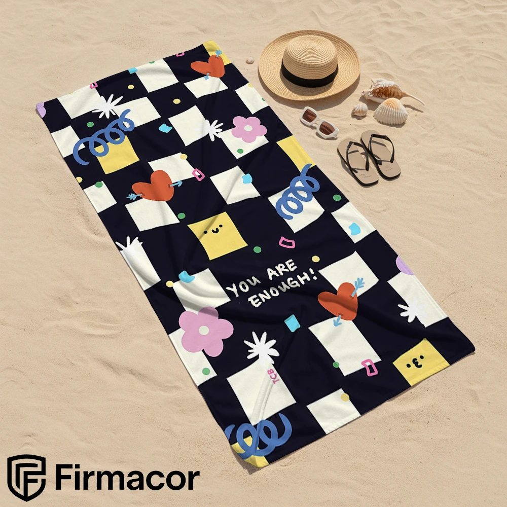 Serviette de plage en microfibre Cheerful Checker, séchage rapide, anti-sable, surdimensionnée, douce et absorbante, pour piscine, voyage, gym