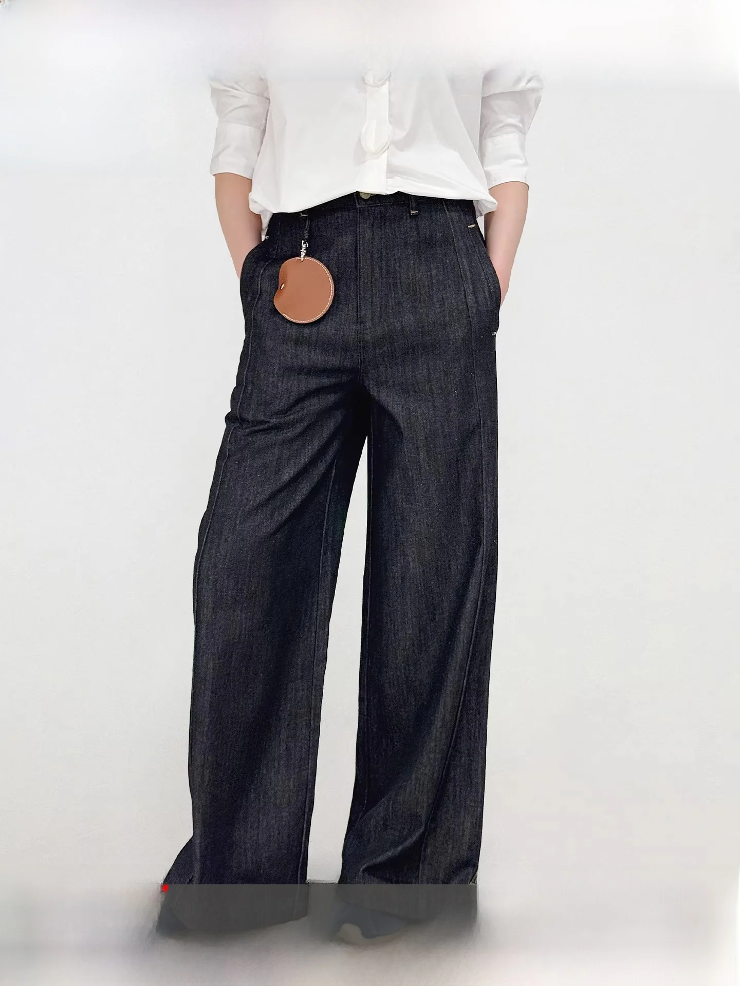 

Женские джинсы Fano с высокой талией, прямые, с боковым разрезом, оригинального цвета, длиной в пол, из хлопковой ткани, новинка Весна 2026