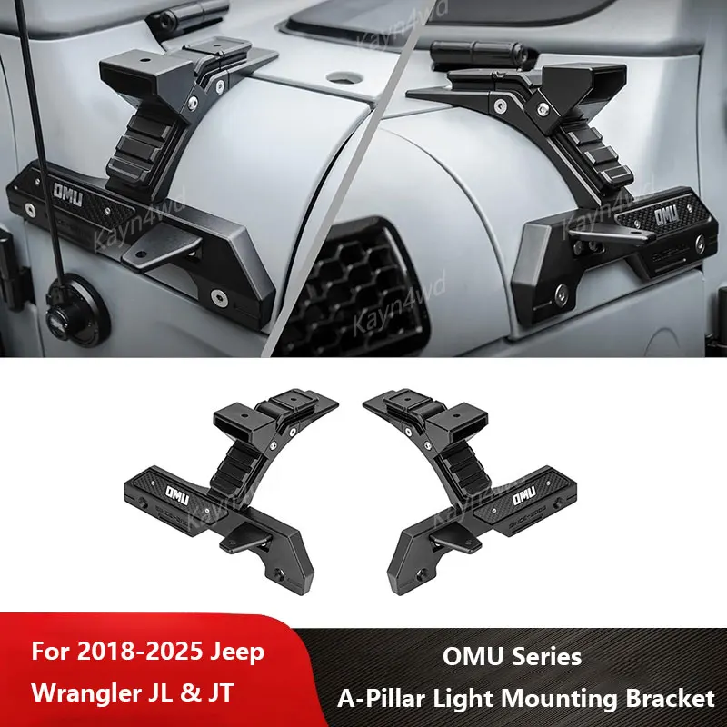 ملحقات الطرق الوعرة 4x4 سلسلة OMU من الألومنيوم نظام إضاءة عمود A دعامة تثبيت لعام 2018 + جيب رانجلر JL JT ليس لـ 4xe #1