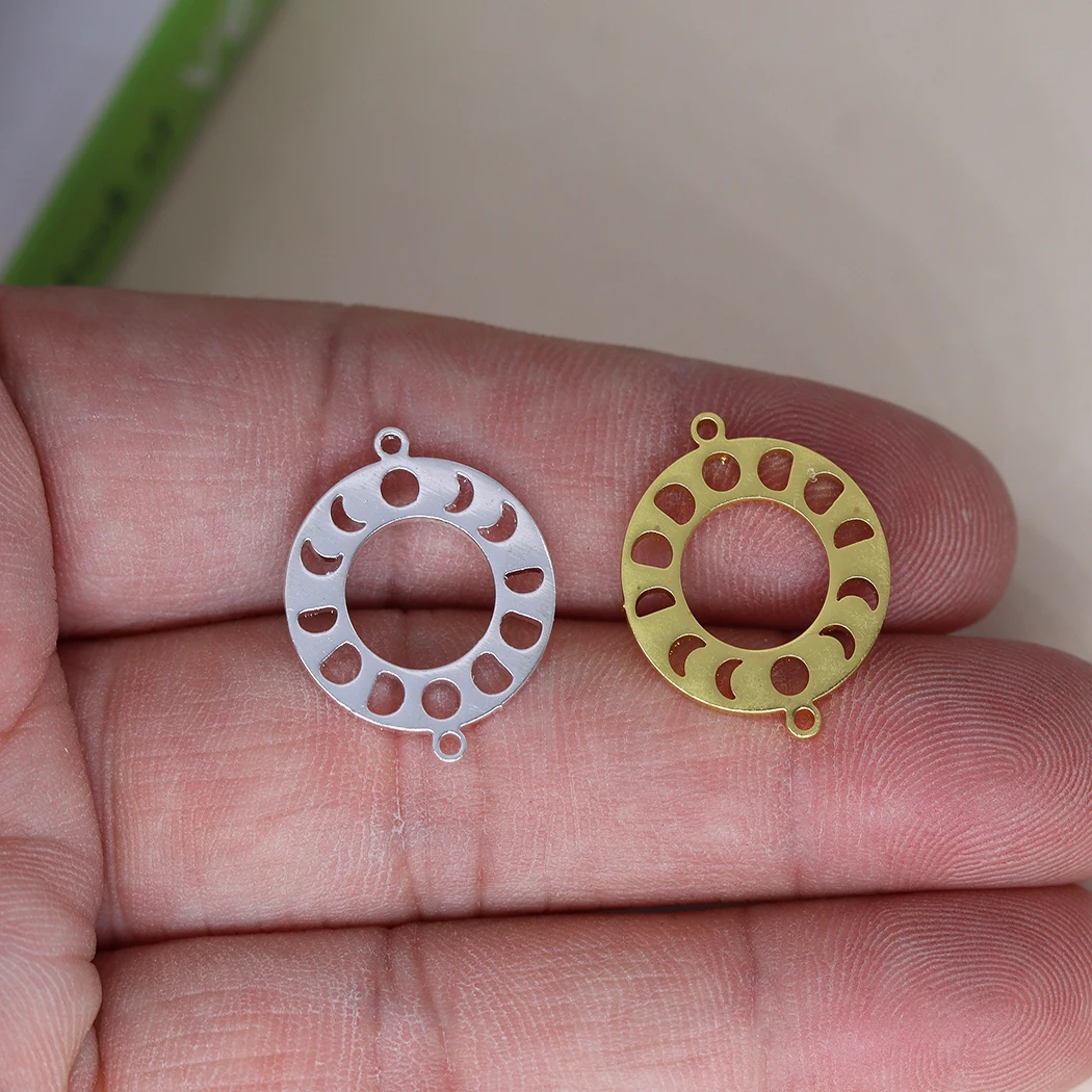 5pcs/lot Moon Phase Charms for Bracelets Stainless Steel Halloween Moon for Necklaces Charms for Jewelry Making Wholesale