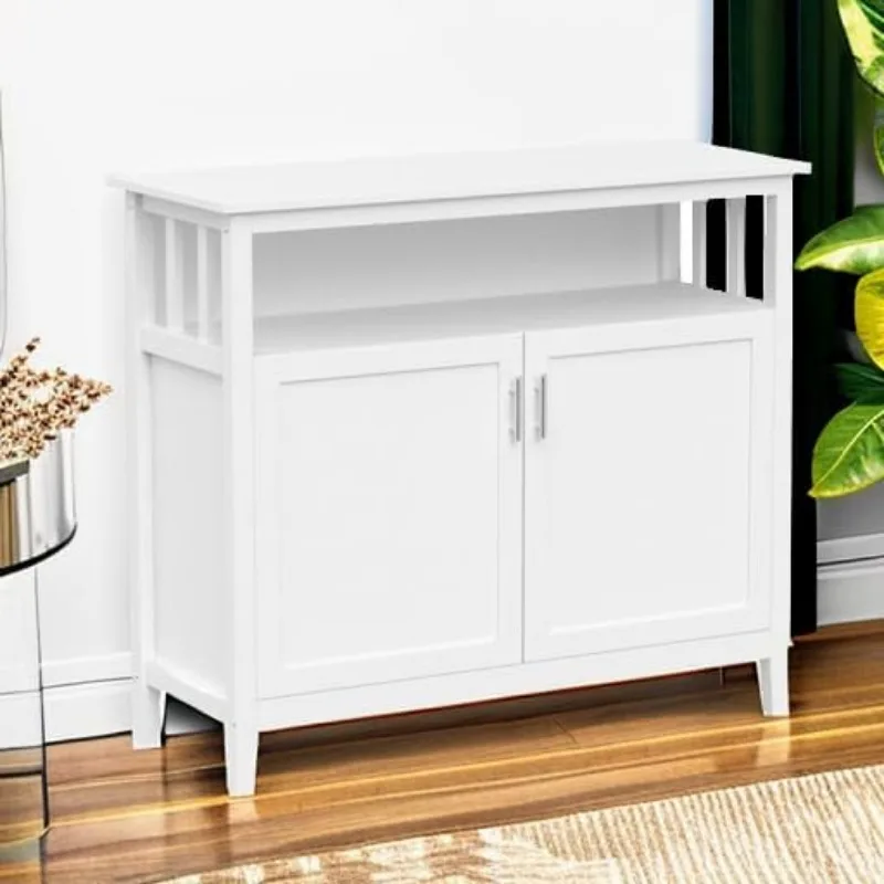 Buffets chrank weiß Küche Side board Buffet Storage Server Schrank Schrank Konsolen tisch mit 2 Türen und verstellbarem Regal