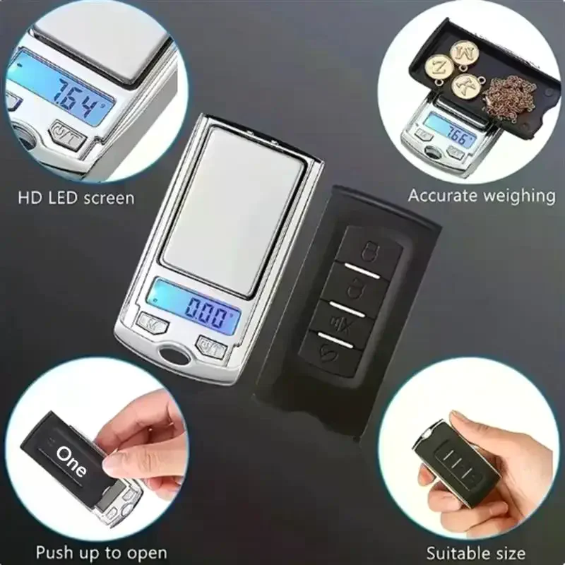 1Pc 200g 0.01g Precision Portable Car Key Shape Mini Digital Pocket Electronic Gram Scale With LCD Display And Batteries