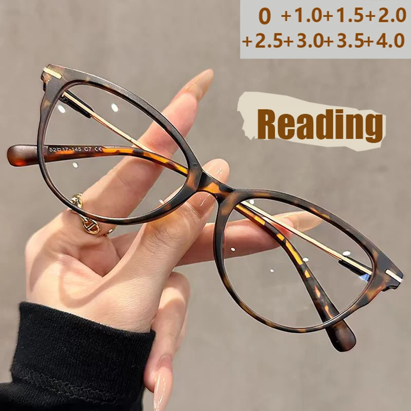 Óculos de leitura ultraleve hd olho de gato para mulheres anti-luz azul moda jovens de meia-idade e idosos óculos jh5007