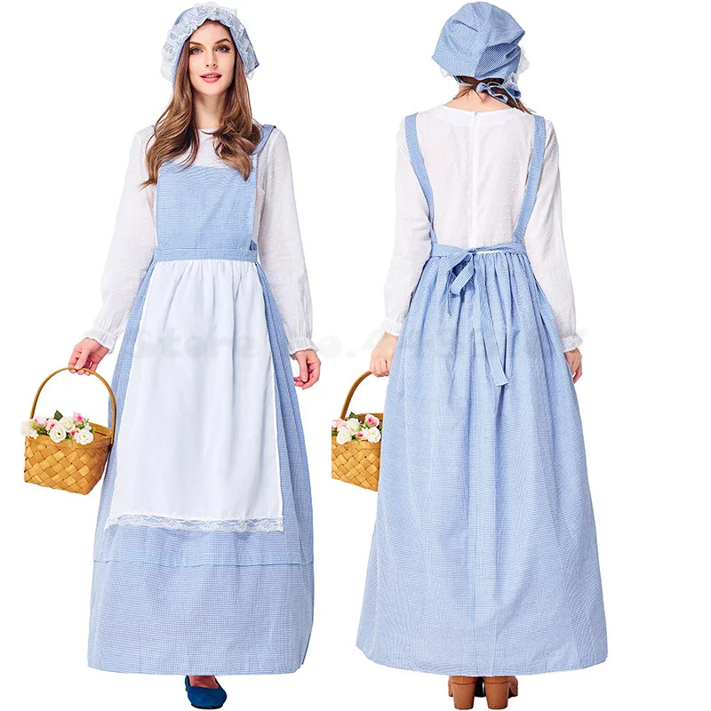 Disfraces de Cosplay de Halloween para niños y adultos, traje de actuación de escenario de Drama, ropa de granja de estilo Rural, vestido de niña de taller de flores