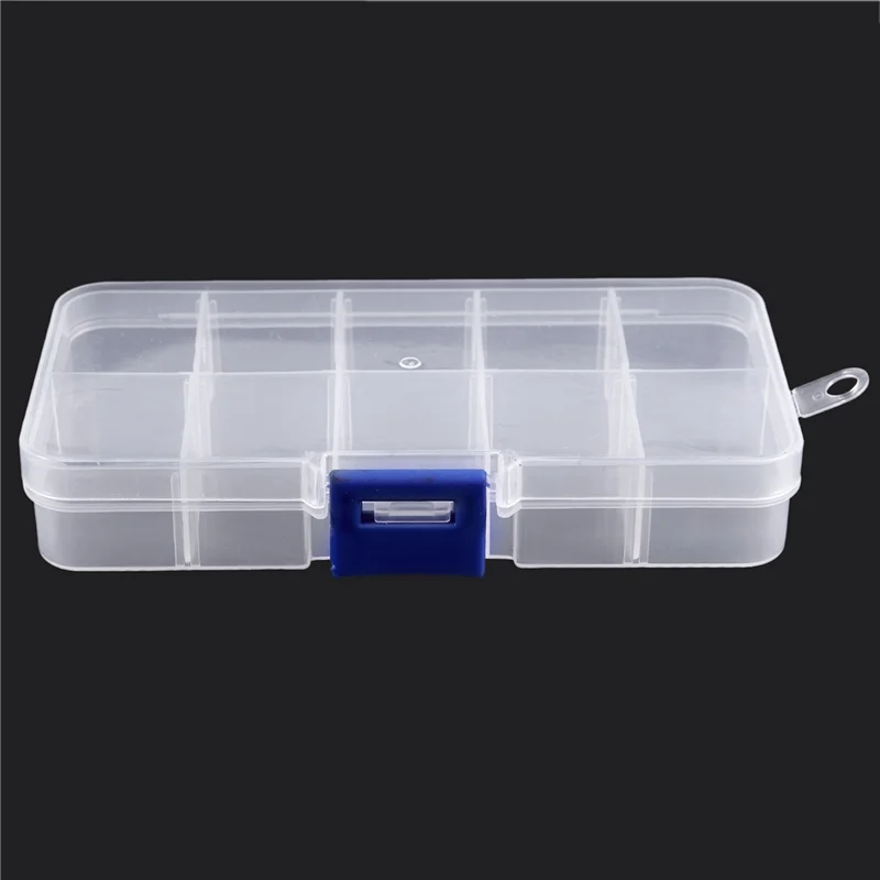 

M10K 4X 1 To 10 Compartment Plastic Storage Box Transparent For Pearl Pin Jewelry Tools Small Accessories