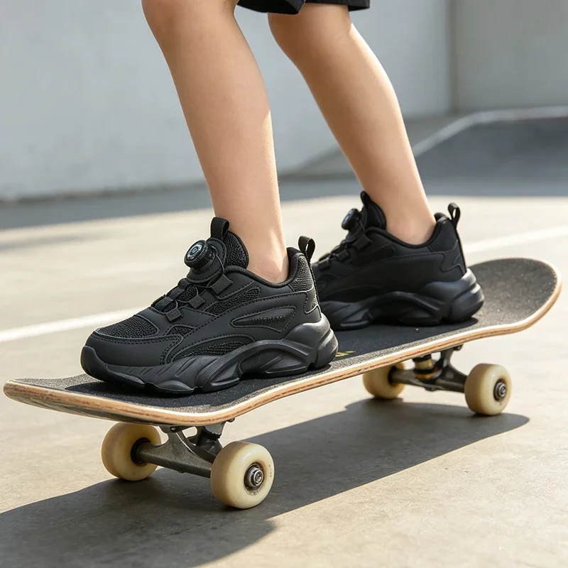 Picture 3: Children's Fashion Sports Shoes Breathable Student Black School Walking Shoes Anti-skid Boys and Girls Casual Running Sneaker 1
