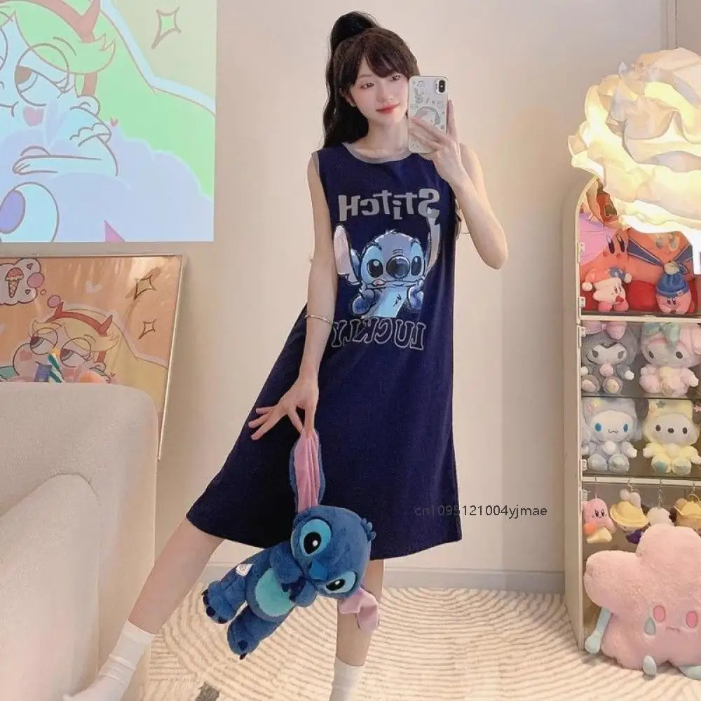 

Жилет без рукавов с рисунком Диснея, пижама с нишевым дизайном, милое домашнее платье с принтом, корейский стиль, Y2K, новая модная ночная рубашка для девочек