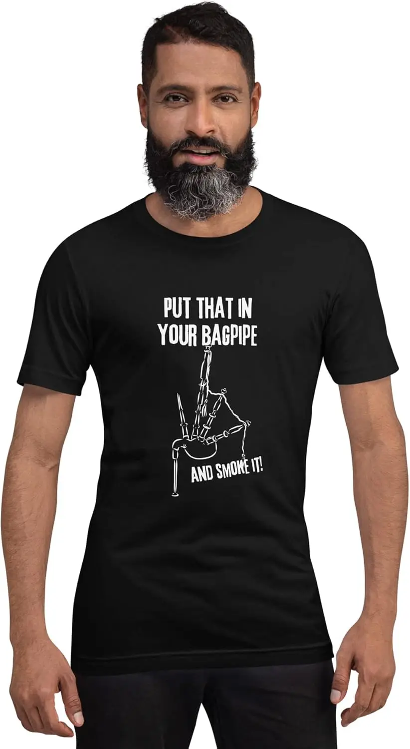 Put That in Your Bagpipe and Smoke It! T-Shirt | Short-Sleeve Unisex T-Shirt | Funny Scottish Shirt