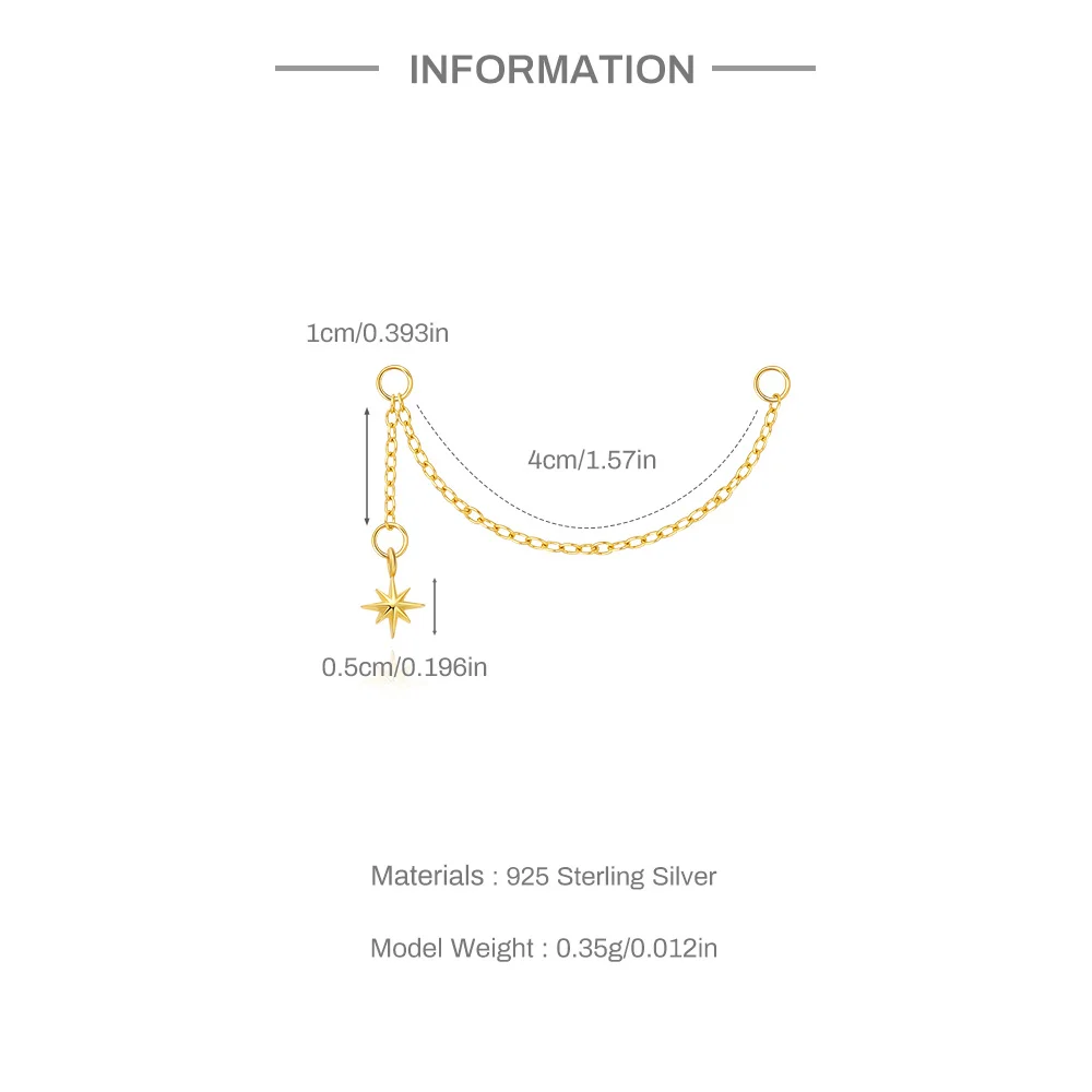 AIDE 1 Stück 925 Sterling Silber Ersatzteile Ketten Teil für Ohrstecker Piercing Creolen Tropfenohrring Damen Edlen Schmuck Geschenk – Detail 18