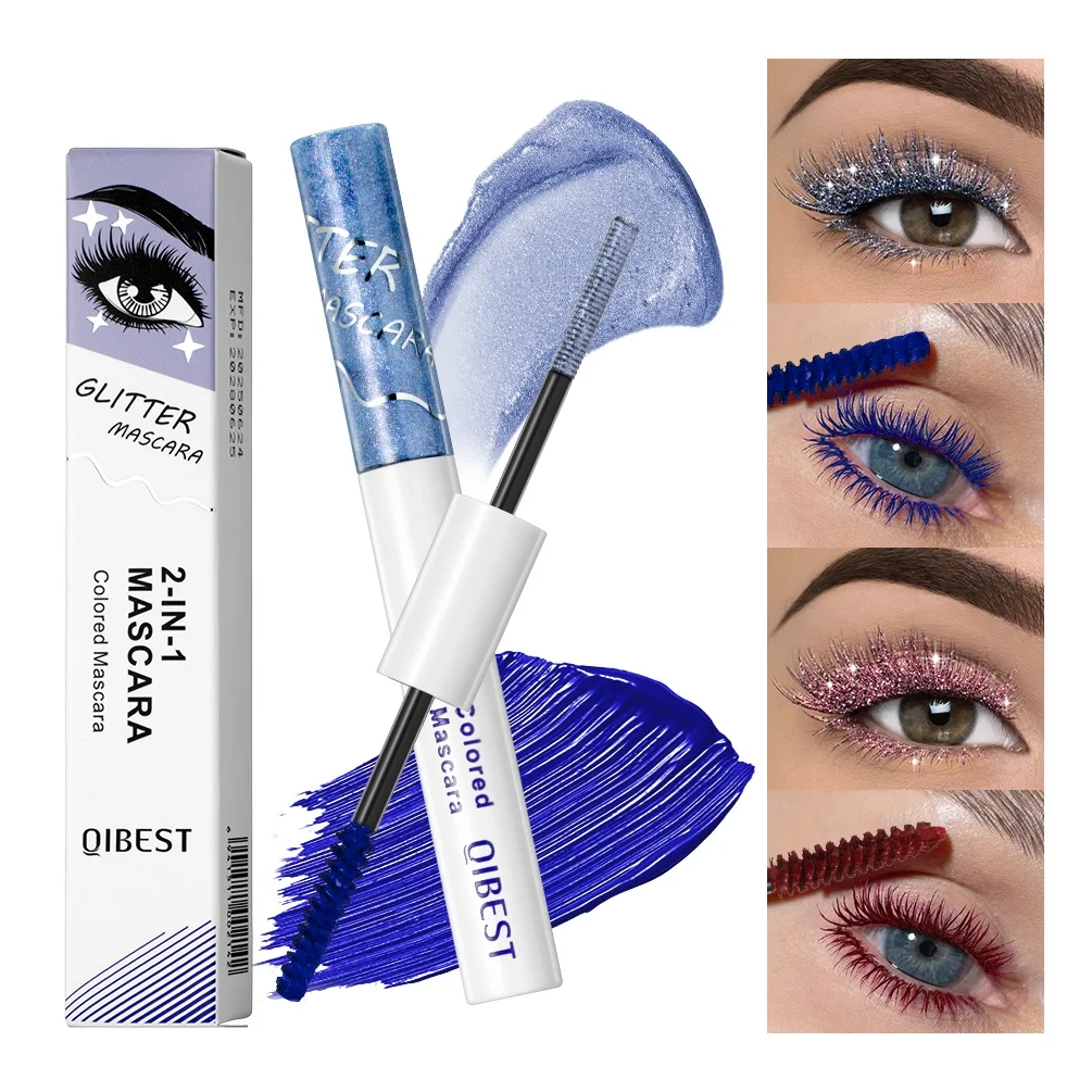 Dual Ended Mascara Diamond Glitter Matte 2 in 1 Water & Sweat Resistant Long Lasting Pearlescent Colorful Sparkle Party Festival