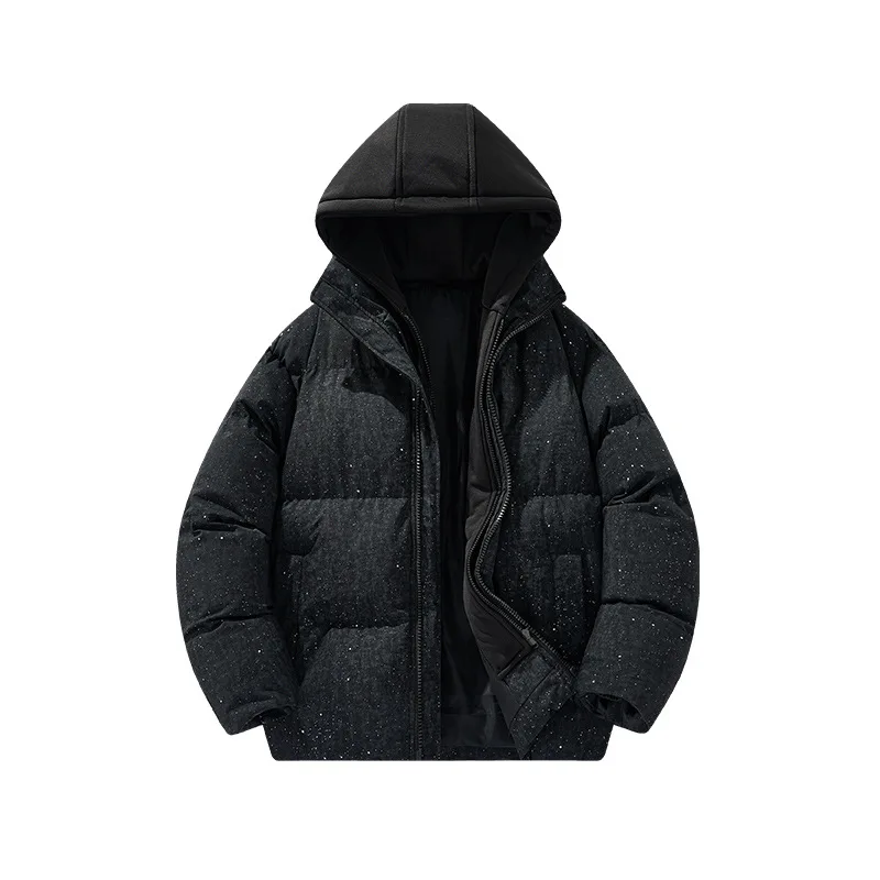 

Men New American Trendy Brand Stand Collar Thickened and Warm Loose Leisure Couple's Hooded Cotton-padded Jacket Coat for Winter