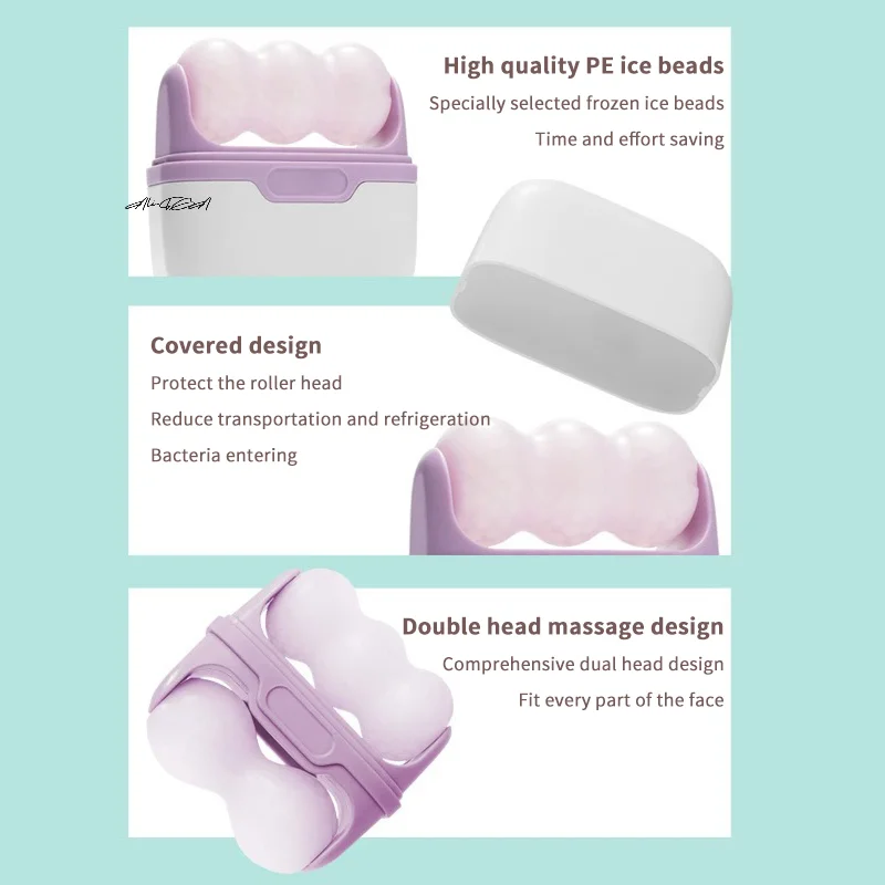 ダブルヘッドアイスローラー美顔冷療法ツール 目のむくみ、片頭痛緩和、軽傷マッサージ、スキンケア、痛み緩和用