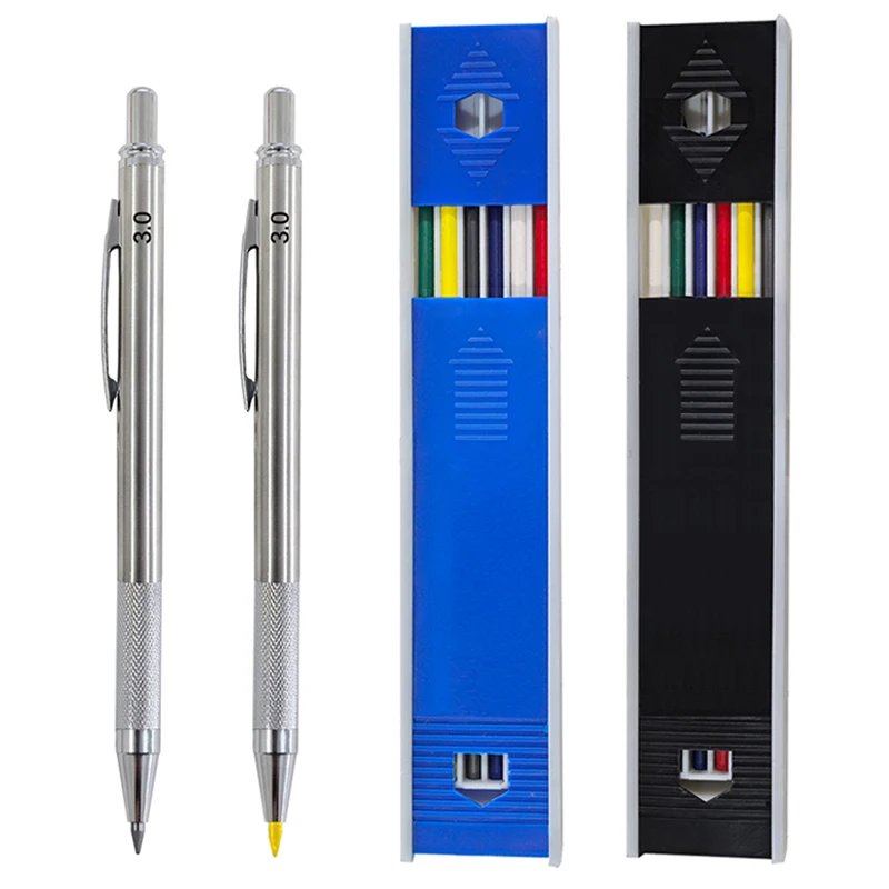 3.0mm Metal Mechanical Pencil Non-Slip Pencil Deep-Hole Marker Pencil School Office Writing Erasable Stationery