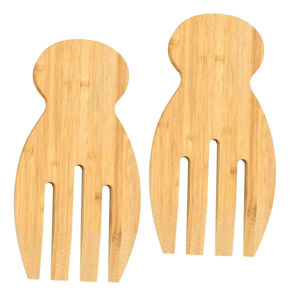 

2Pcs Bamboo Wood Salad Claws Ergonomic Salad Servers Toss Serve Pasta Mixing Small Kitchen Tool Serving Pasta Serve