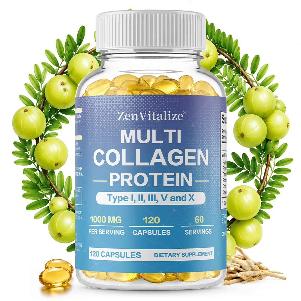 Multi Collagen Peptides Capsule - Types I, II, III, V, X Hydrolyzed Peptides Supports Hair, Skin, Nails, Joints, Bones Health