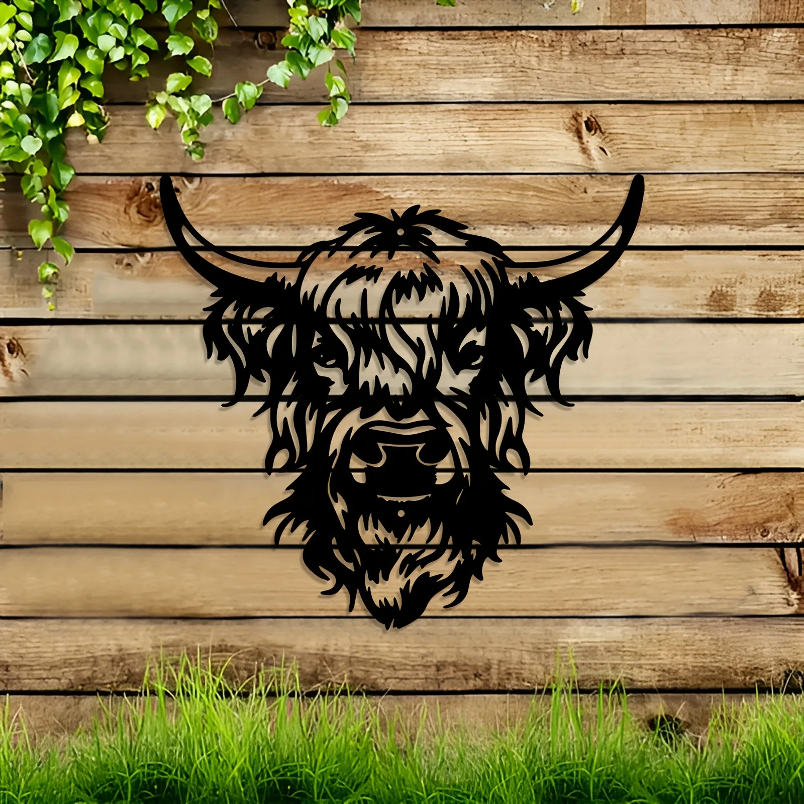 1pc Vintage Wrought Iron Cow Head Metal Wall Art, Rustic Scroll Vine Design, Indoor Outdoor Home Garden Decor, Christmas Gift