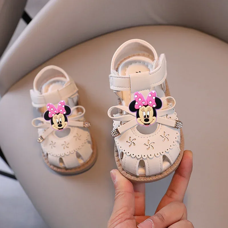 

Детская милая обувь с Минни Диснеем для малышей, сандалии для девочек, тапочки с героями мультфильмов, летняя пляжная обувь с Микки Маусом