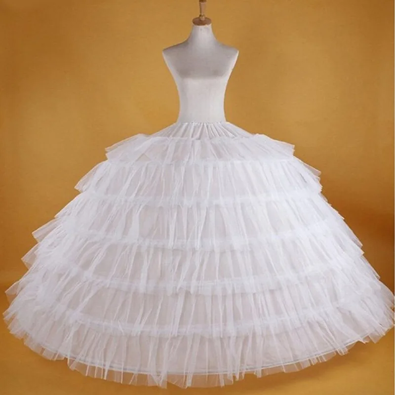 

New Hot Sell 6 Hoops Big White Petticoat Super Fluffy Crinoline Slip Underskirt For Wedding Dress Bridal Gown In Stock