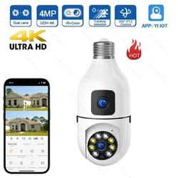 4MP E27 Dual Lens Bulb Camera APP Yilot WiFi 1080P Night Vision 360 PTZ Camera Human Tracking CCTV Security Monitor Two Way Talk