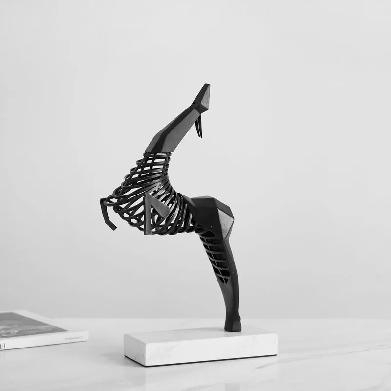 Creative Metal Marble Abstract Galloping Horse Ornaments Sample Room Living Room Study Home Soft Decoration Furnishings