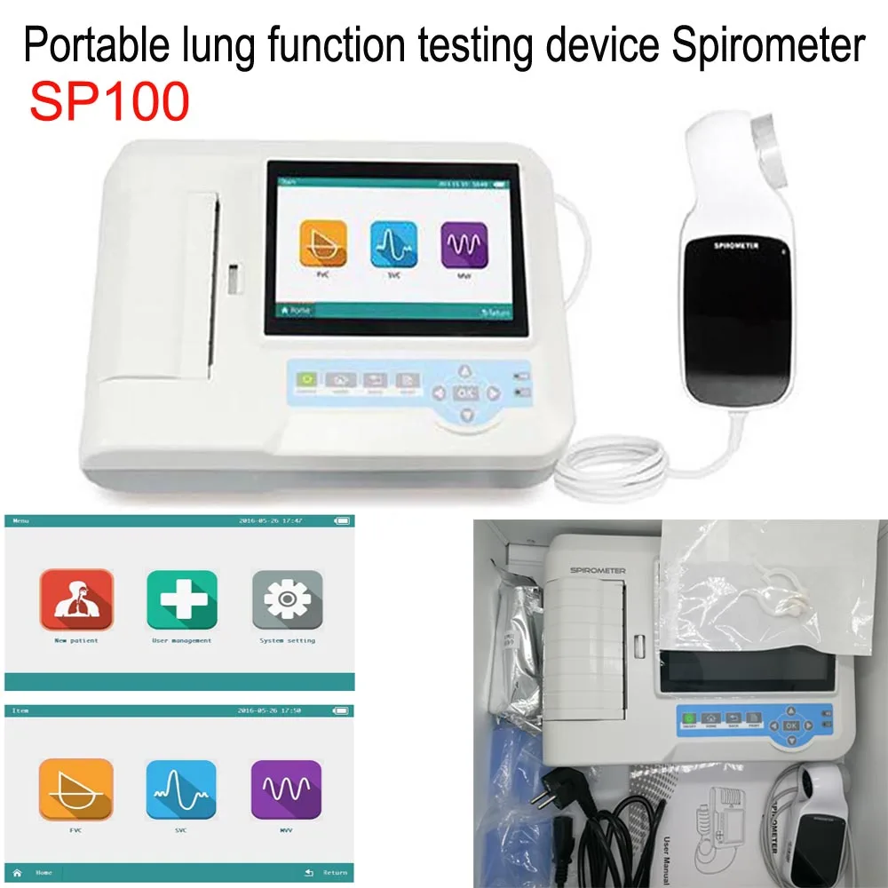 Contec SP100 Digital Spirometer LCD FVC VC SVC MVV Lung Function Pulmonary Device Breathing Diagnostic Device Software