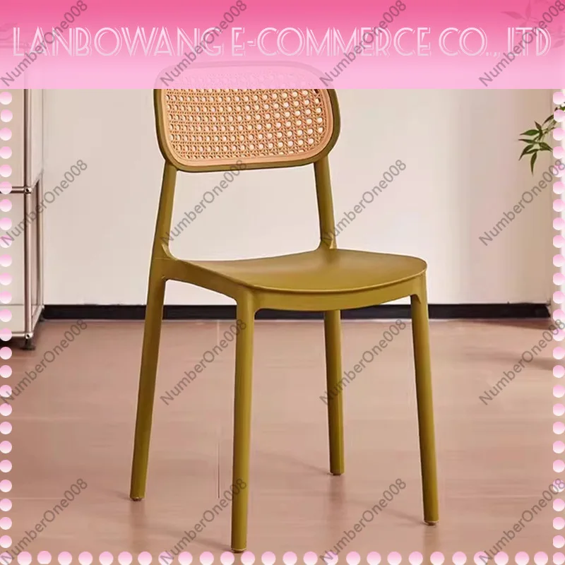 Chinese Style Woven Rattan Single Backrest Chair UV Resistant for Outdoor Courtyard Balcony Homestay Use
