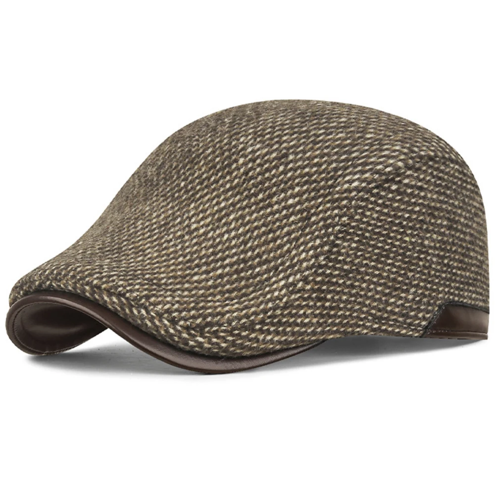 HT4923 béret casquette mâle automne hiver chapeau réglable Ivy casquette plate papa père artiste peintre chapeau oreillette casquette grand-père hommes béret