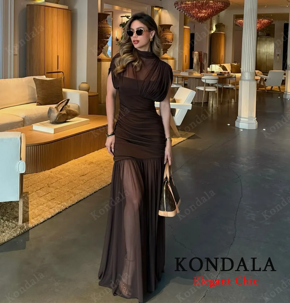 KONDALA Women Elegant Chic Mesh Tulle Long Dress Sleeveless Fitted Dress For Female 2025 Fashion Sexy Romantic Party Lady Dress