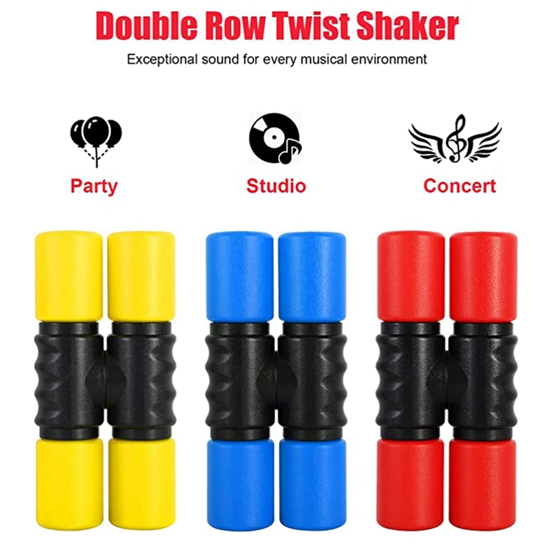 3PCS Shaker Percussion Set, Medium Volume Latin Percussion For Studio, Band, Drummer (Yellow-Blue-Red)